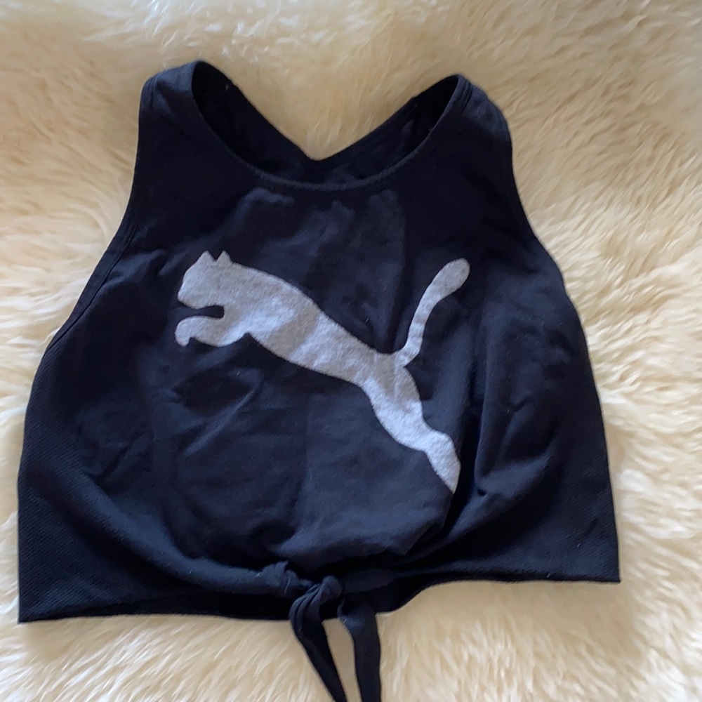 Crop tie front sports bra